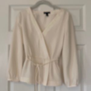J. Crew Cream Wrap Blouse